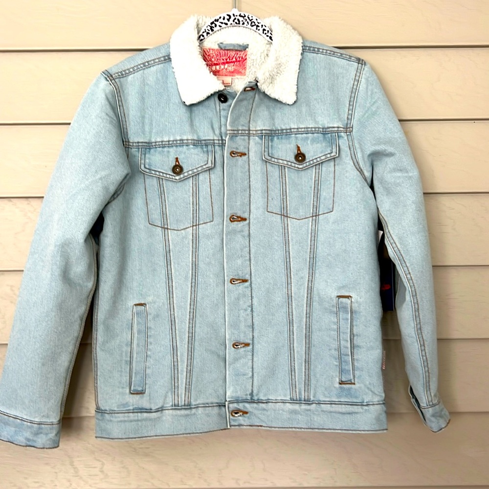 Brooklyn cloth co light stone wash denim Sherpa jacket size S